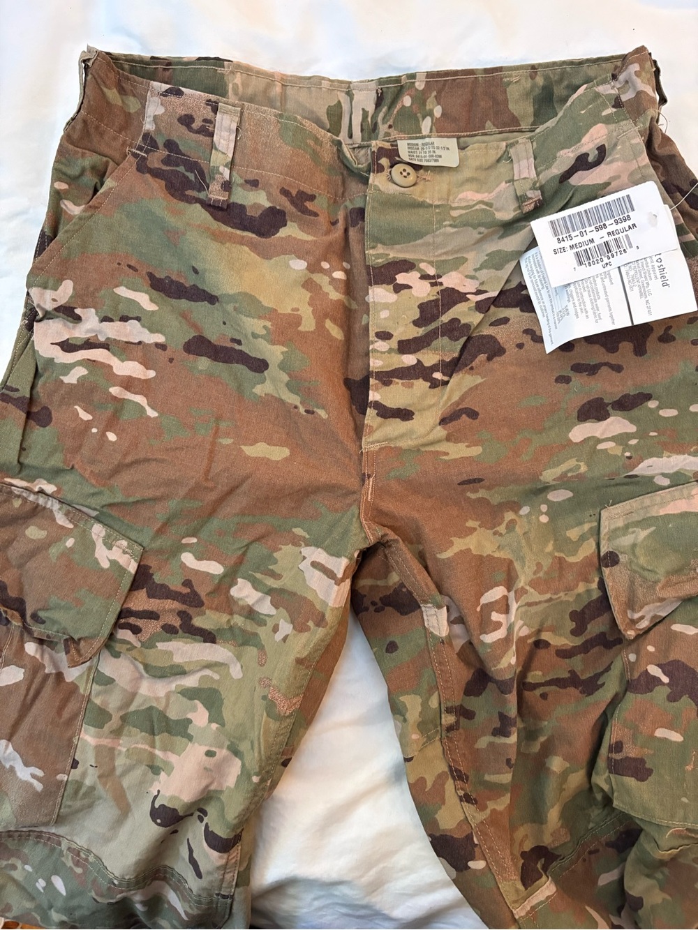 U.S. Army Wide Leg Cargo Pants in Camouflage Green Brown (Uniform)